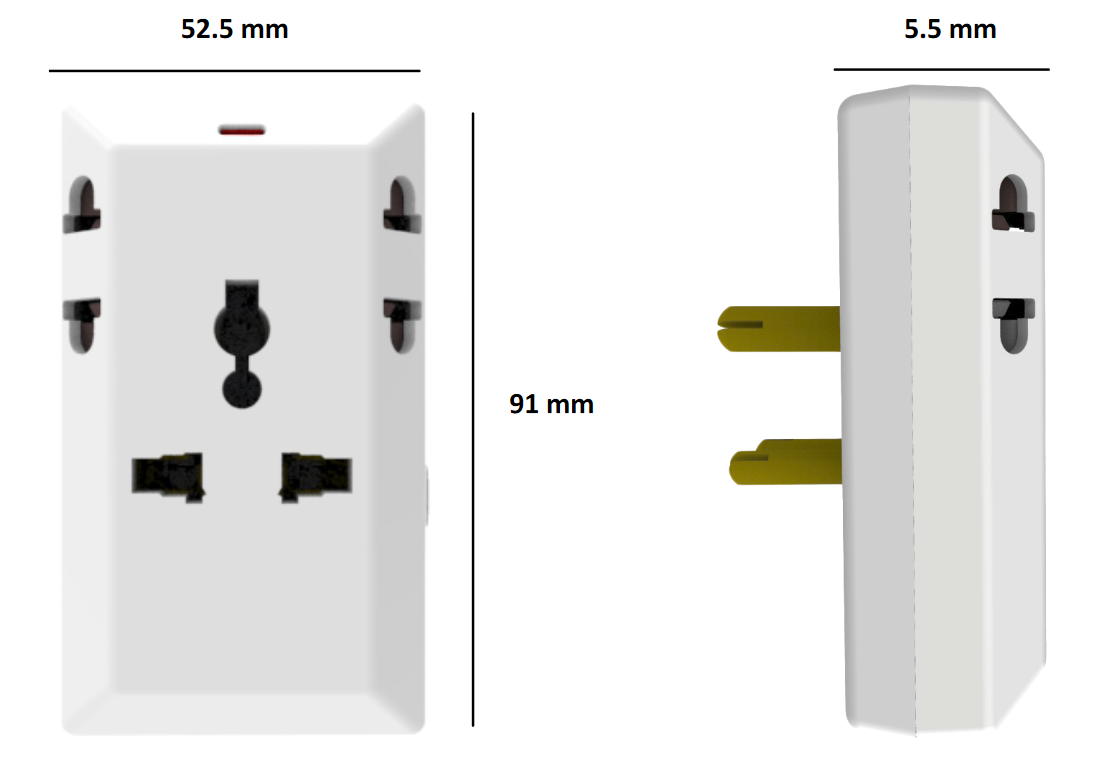 DigiLife Travel Adapter - Dimensions