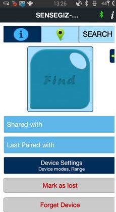 SenseGiz Find Tag - Auto tracking mode